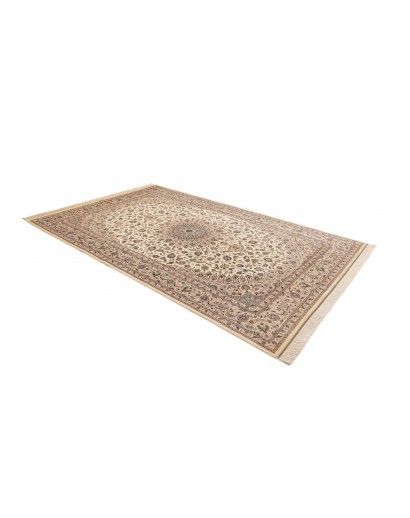 Tappeto Ghom seta Persia bianco marrone 195x295