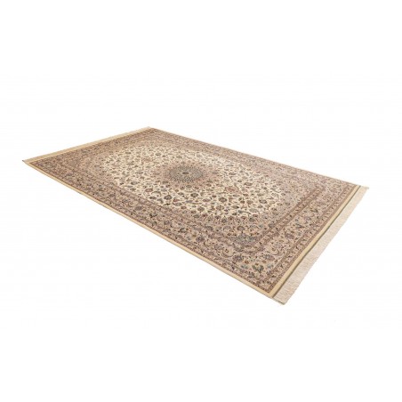 Tappeto Ghom seta Persia bianco marrone 195x295