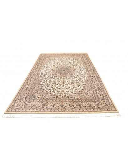 Tappeto Ghom seta Persia bianco marrone 195x295