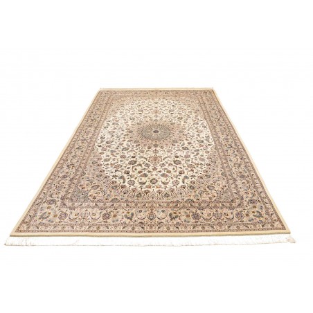 Tappeto Ghom seta Persia bianco marrone 195x295