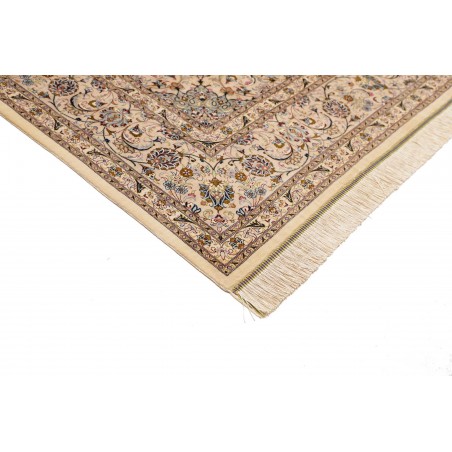 Tappeto Ghom seta Persia bianco marrone 195x295