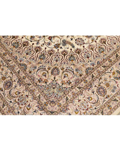 Tappeto Ghom seta Persia bianco marrone 195x295