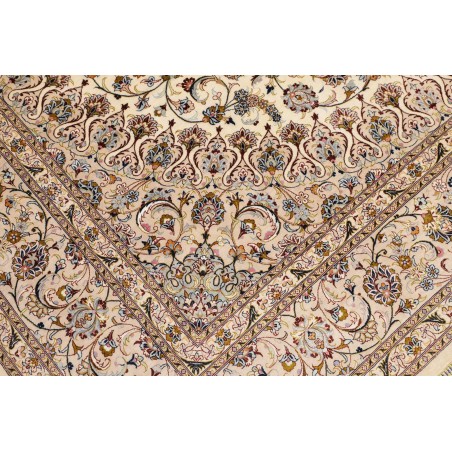 Tappeto Ghom seta Persia bianco marrone 195x295