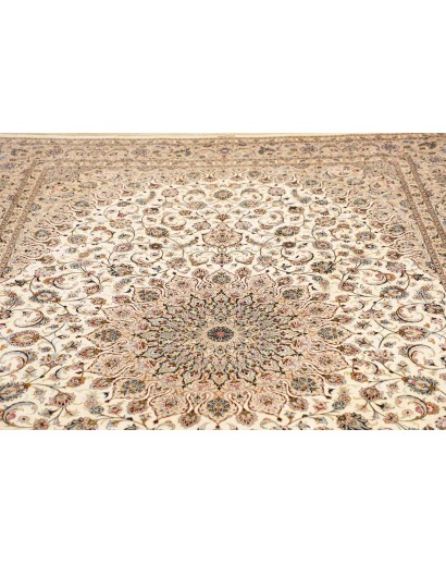 Tappeto Ghom seta Persia bianco marrone 195x295