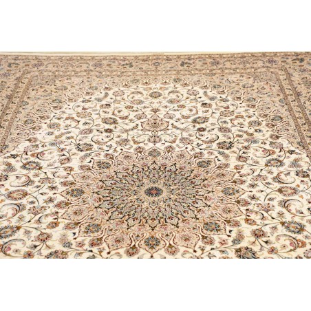 Tappeto Ghom seta Persia bianco marrone 195x295