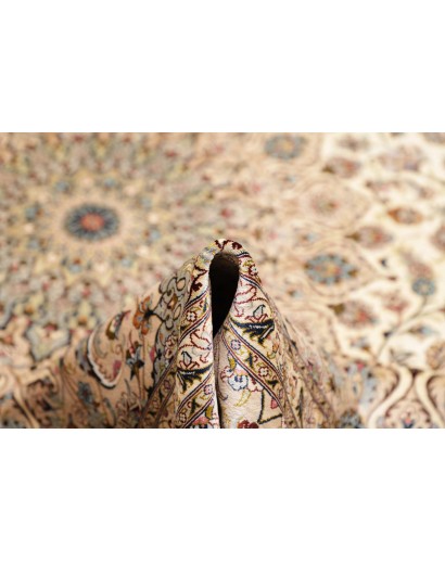 Tappeto Ghom seta Persia bianco marrone 195x295