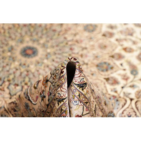 Tappeto Ghom seta Persia bianco marrone 195x295