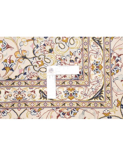 Tappeto Ghom seta Persia bianco marrone 195x295