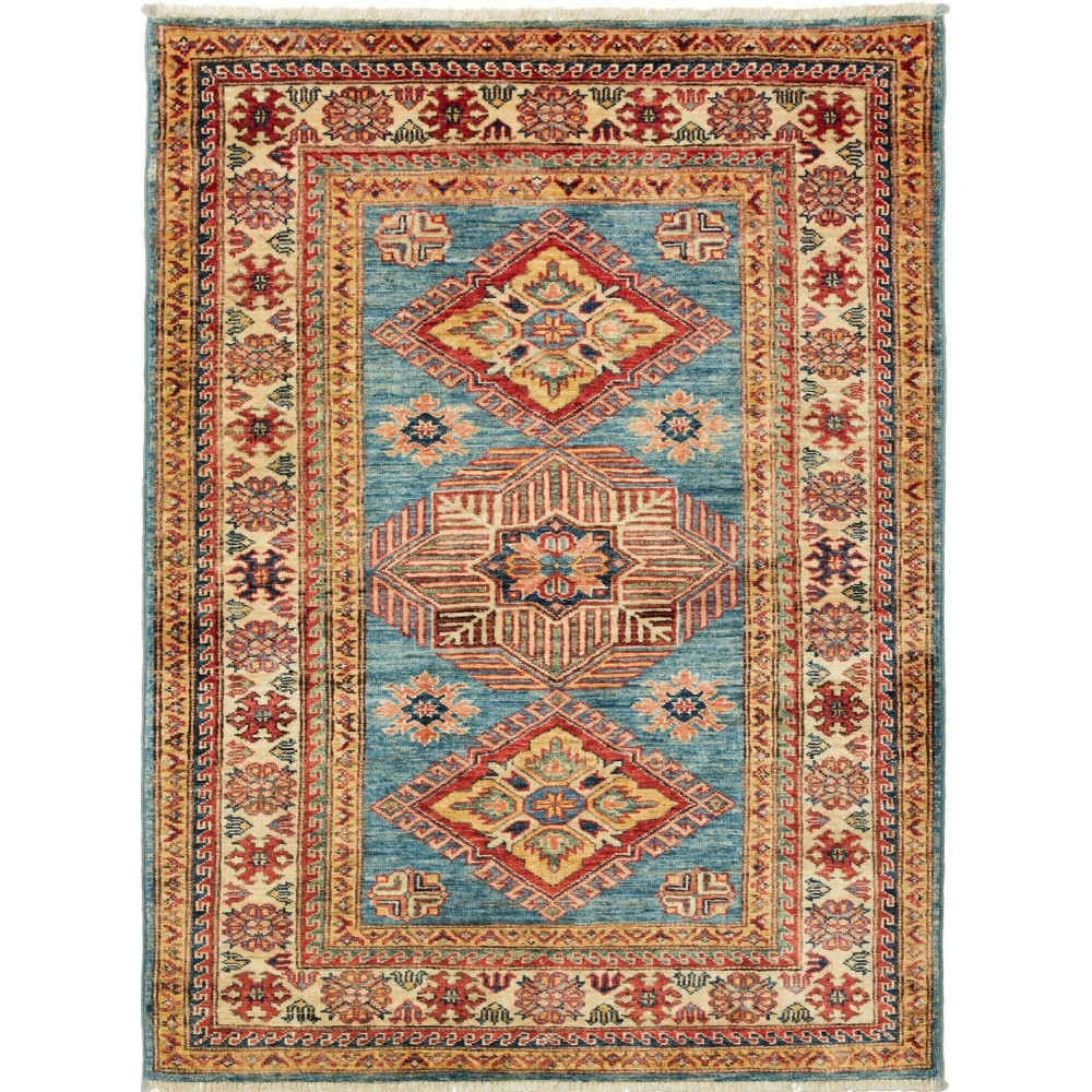 Tappeto Kazak Fine Pakistan marrone arancione 100x134 Tappeto Kazak Fine Pakistan marrone arancione 100x134