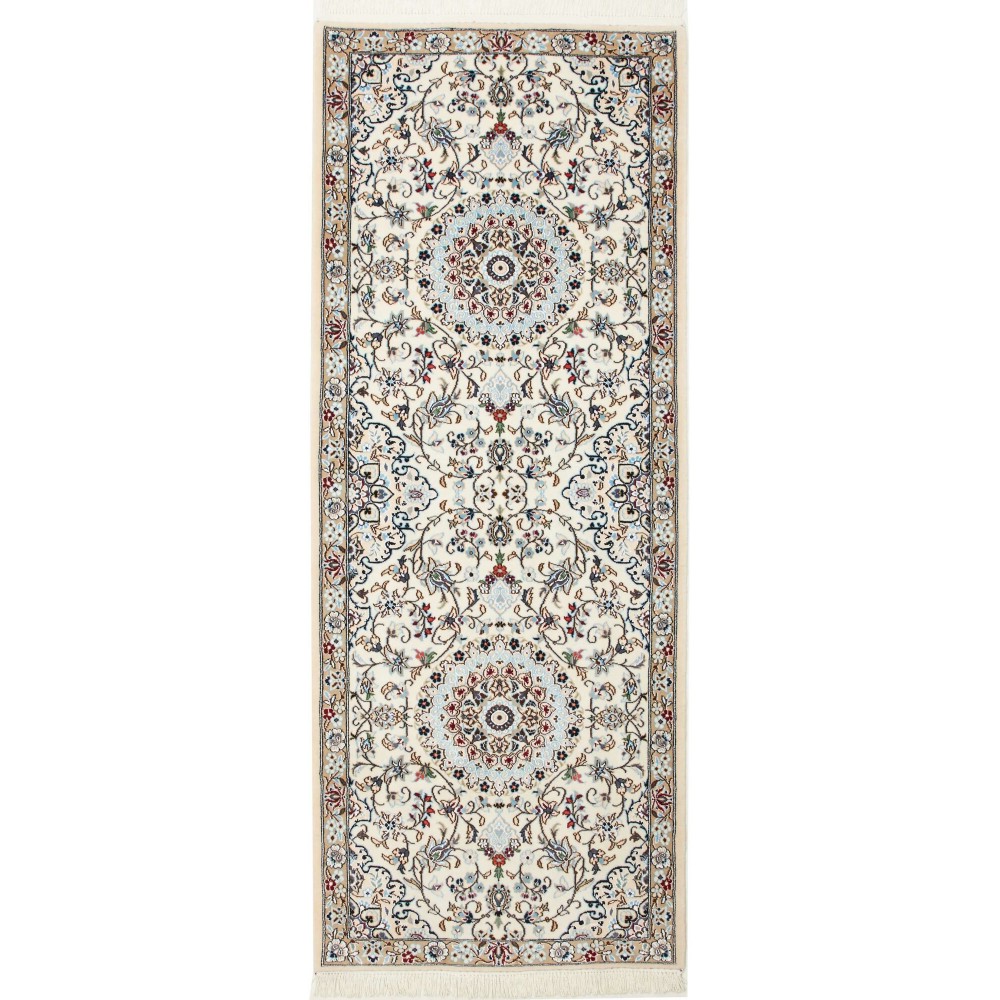 Tappeto Nain 9La Persia bianco grigio 80x202 Tappeto Nain 9La Persia bianco grigio 80x202