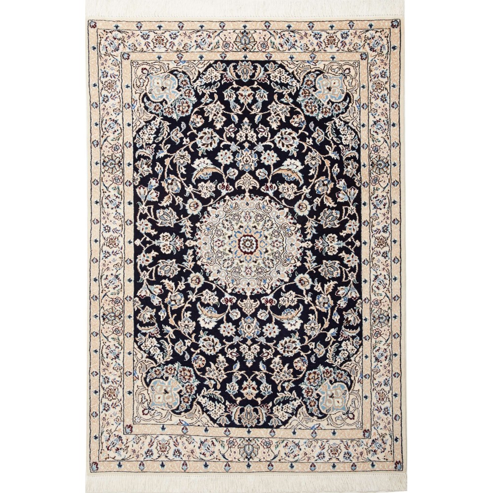 Tappeto Nain 9La Persia bianco blu 104x147 Tappeto Nain 9La Persia bianco blu 104x147