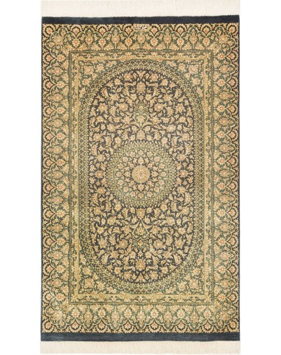 Tappeto Ghom seta Persia azzurro grigio 77x120