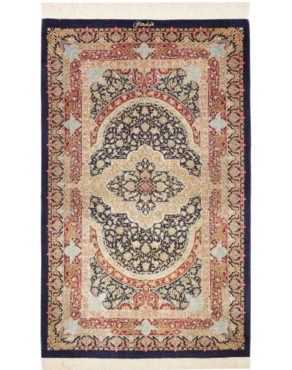 Tappeto Ghom seta Persia marrone grigio 80x118