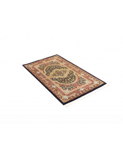 Tappeto Ghom seta Persia marrone grigio 80x118