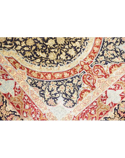 Tappeto Ghom seta Persia marrone grigio 80x118