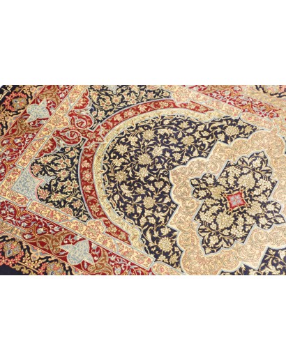 Tappeto Ghom seta Persia marrone grigio 80x118