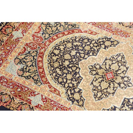 Tappeto Ghom seta Persia marrone grigio 80x118