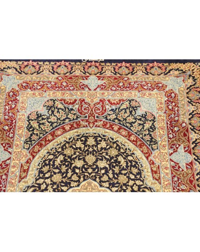 Tappeto Ghom seta Persia marrone grigio 80x118