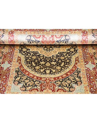 Tappeto Ghom seta Persia marrone grigio 80x118