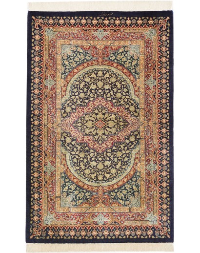 Tappeto Ghom seta Persia marrone grigio 77x123
