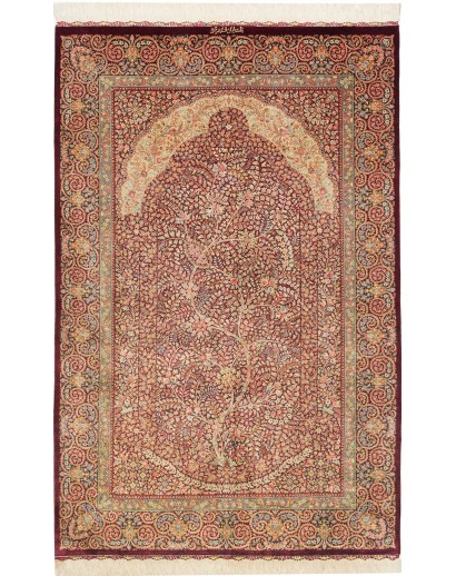 Tappeto Ghom seta Persia marrone 101x156