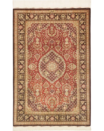 Tappeto Ghom seta Persia marrone 80x120