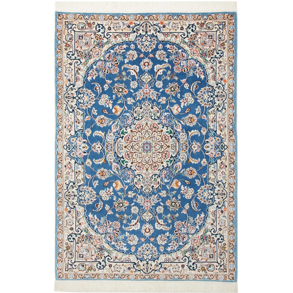 Tappeto Nain 9La Persia bianco blu 104x156 Tappeto Nain 9La Persia bianco blu 104x156