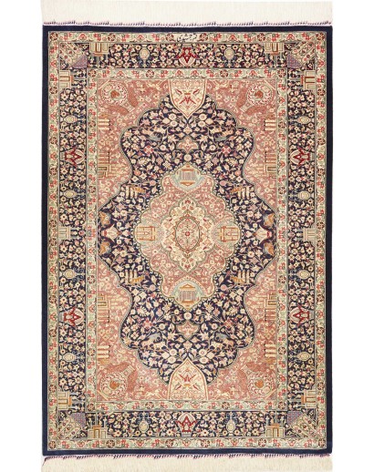 Tappeto Ghom seta Persia giallo marrone 81x121