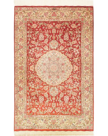 Tappeto Ghom seta Persia marrone 97x151