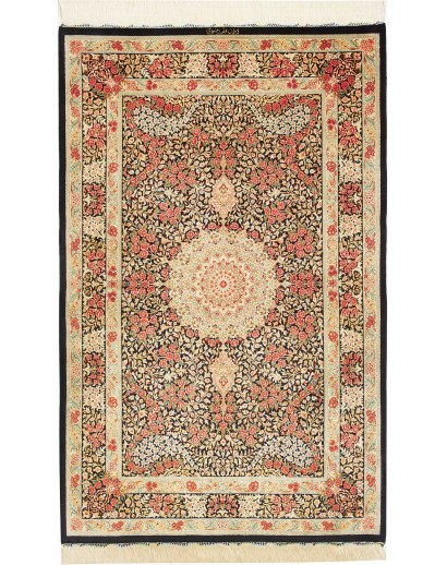 Tappeto Ghom seta Persia marrone grigio 95x151