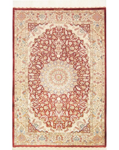 Tappeto Ghom seta Persia giallo marrone 101x150