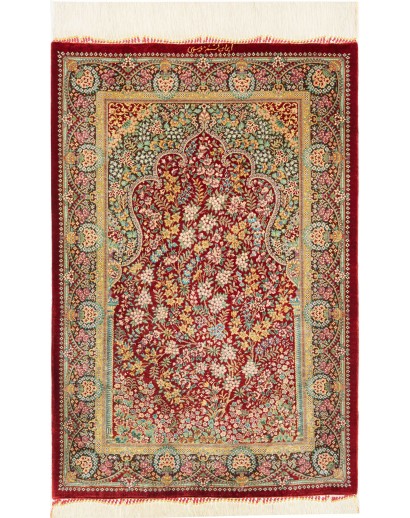 Tappeto Ghom seta Persia marrone 58x87