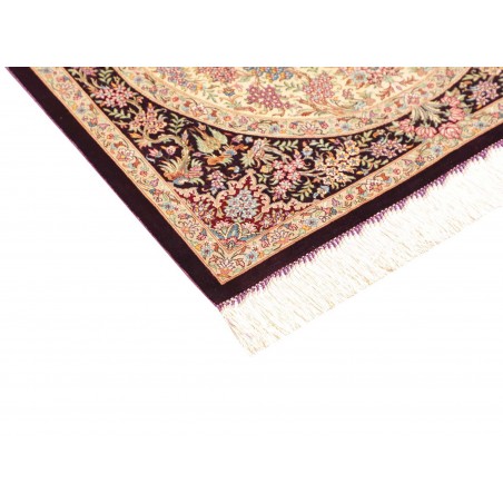 Tappeto Ghom seta Persia giallo marrone 79x122