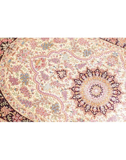 Tappeto Ghom seta Persia giallo marrone 79x122