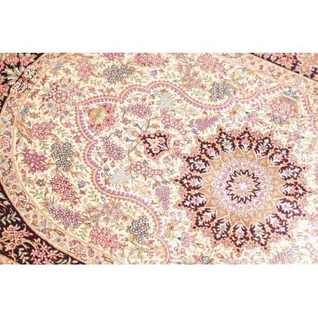 Tappeto Ghom seta Persia giallo marrone 79x122