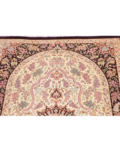 Tappeto Ghom seta Persia giallo marrone 79x122