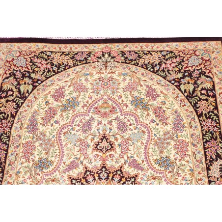 Tappeto Ghom seta Persia giallo marrone 79x122