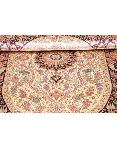 Tappeto Ghom seta Persia giallo marrone 79x122