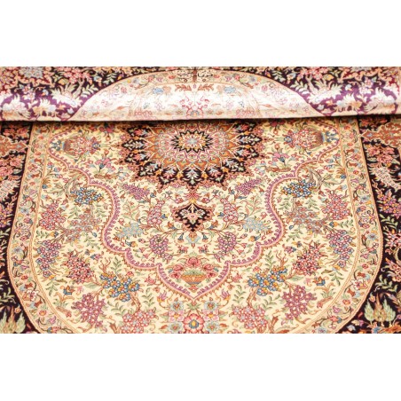 Tappeto Ghom seta Persia giallo marrone 79x122
