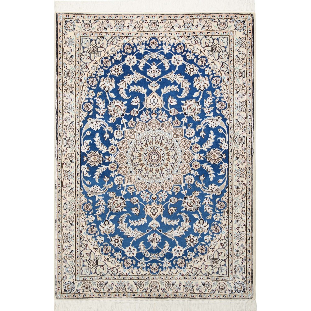 Tappeto Nain 9La Persia bianco blu 104x147 Tappeto Nain 9La Persia bianco blu 104x147