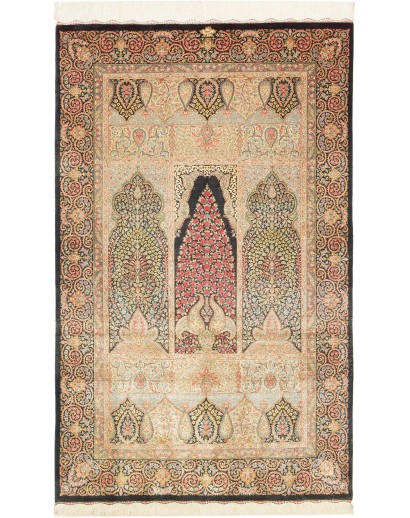 Tappeto Ghom seta Persia marrone beige 98x158