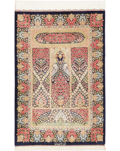 Tappeto Ghom seta Persia giallo marrone 60x90