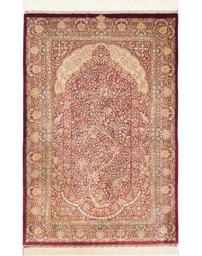 Tappeto Ghom seta Persia marrone 83x123