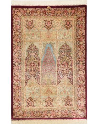 Tappeto Ghom seta Persia marrone 103x157