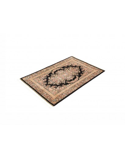 Tappeto Ghom seta Persia giallo marrone 84x123