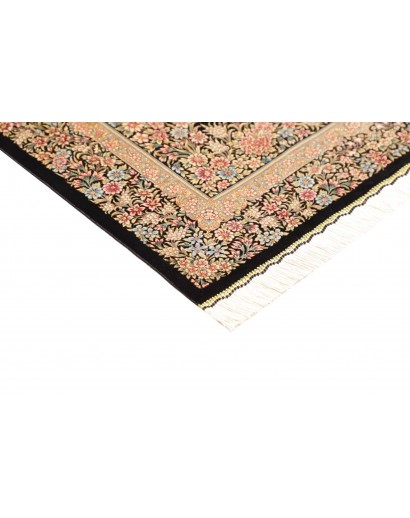 Tappeto Ghom seta Persia giallo marrone 84x123