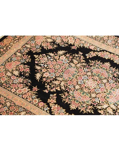 Tappeto Ghom seta Persia giallo marrone 84x123