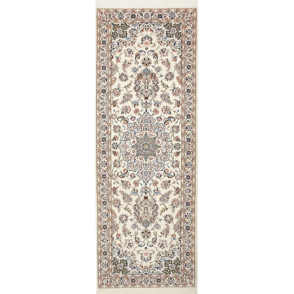 Tappeto Nain 9La Persia bianco azzurro 84x235 Tappeto Nain 9La Persia bianco azzurro 84x235