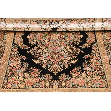 Tappeto Ghom seta Persia giallo marrone 84x123