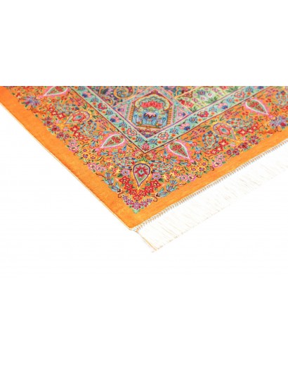 Tappeto Ghom seta Persia marrone grigio 81x121